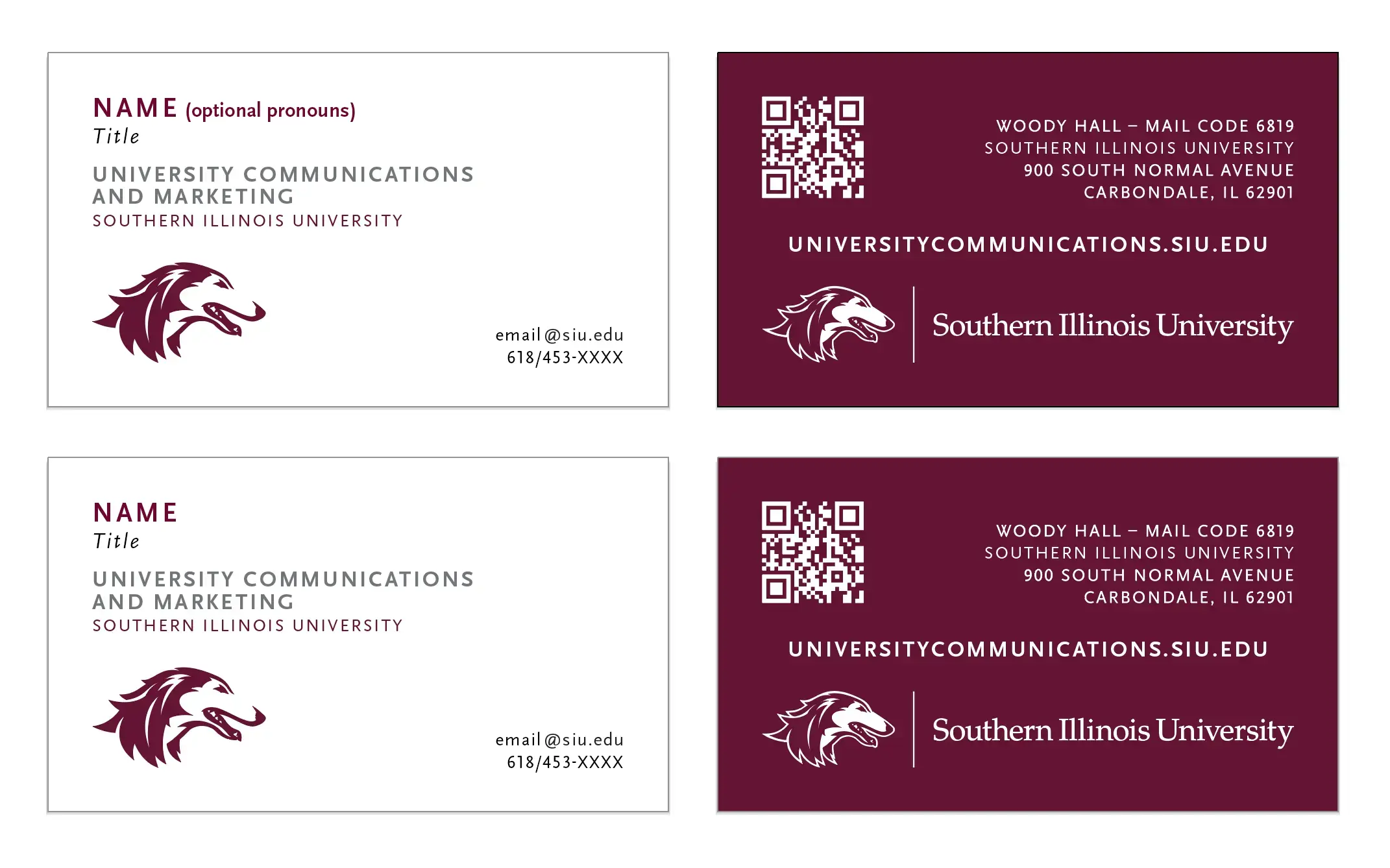 siu branded business card example